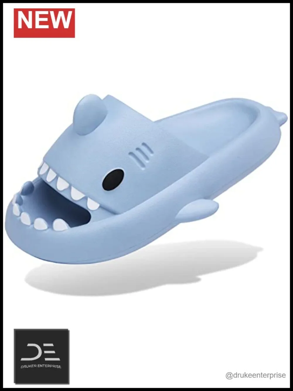 Men's Women's Shark Slides Cushioned EVA Slippers Non-Slip Sole Beach Pool